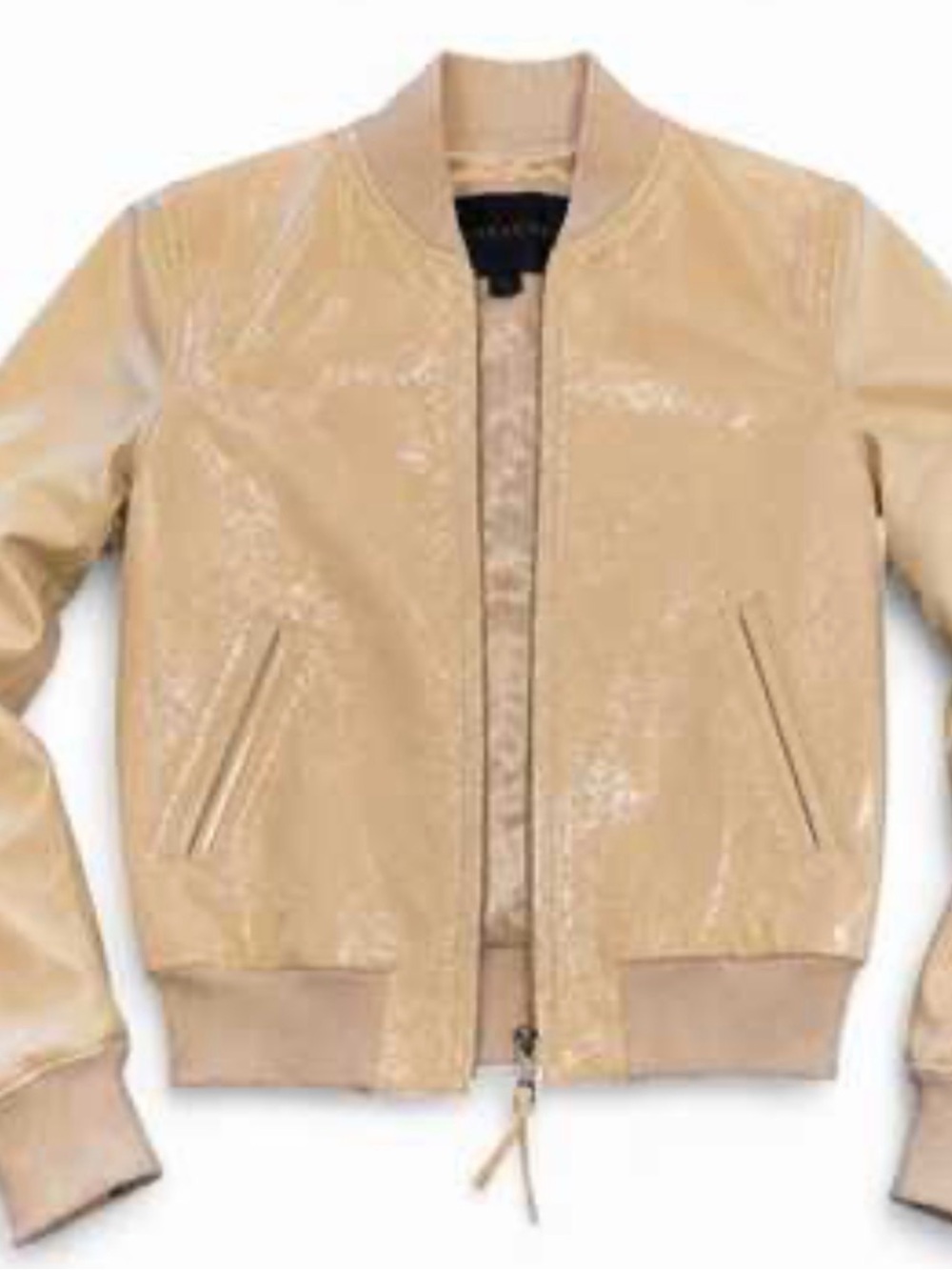 COACH Women’s Beige Cream Leather Bomber Jacket M